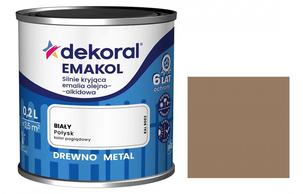 Эмаль алкидная Dekoral Эмаколь светлый кофе глянец 0,2л