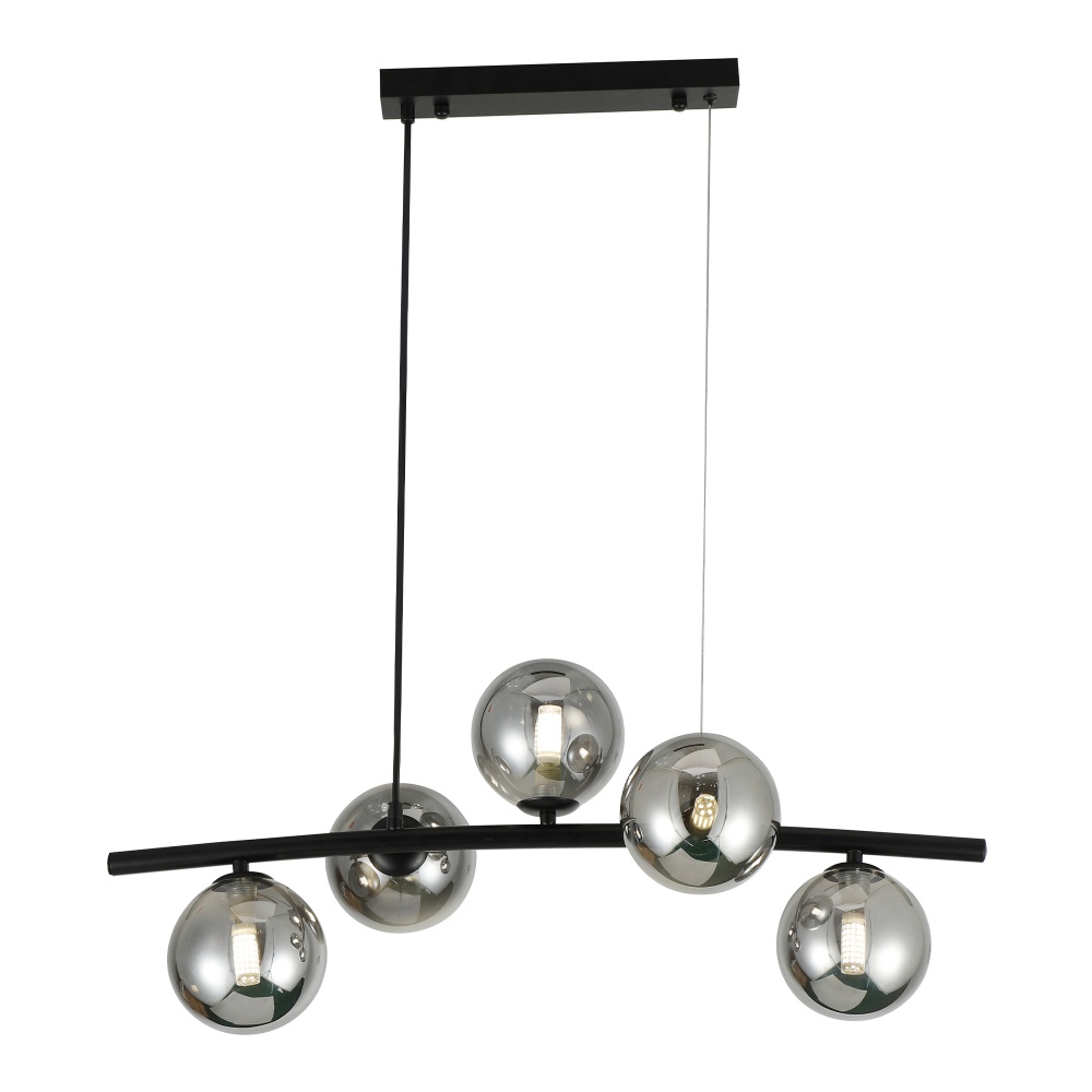 Люстра підвісна Miorro Sapori 700x280x900 мм 5x7 Вт G9 чорний хром 51-311-173