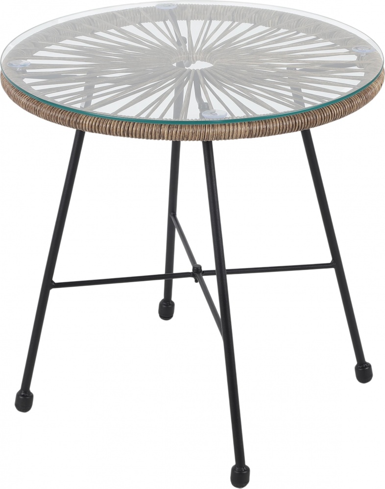 Столик Indigo зі штучного ротангу D=45 см бежевий