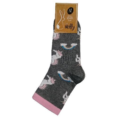 Носки Молли Единорог с радугой р. 23-25 темно-серый 1 пар 