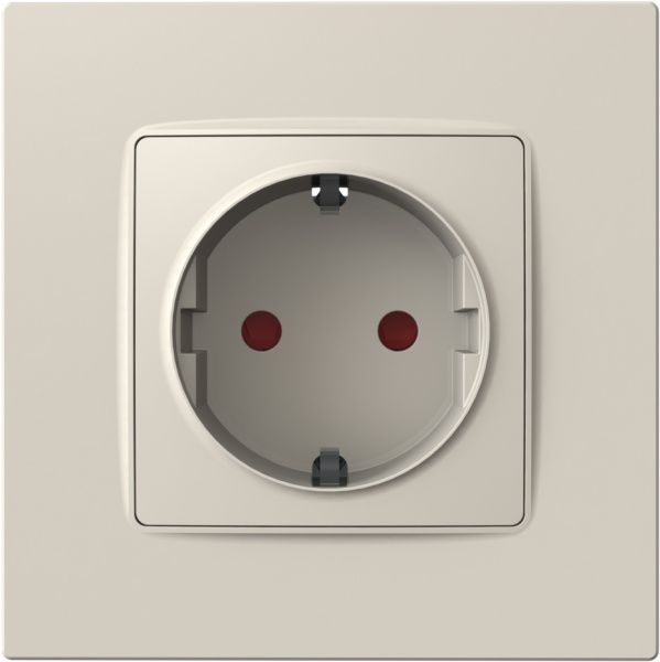 Розетка с заземлением Plank Electrotechnic Classic/Nordic со шторками слоновая кость PLK0521131