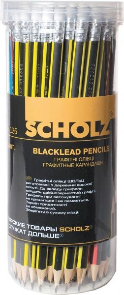 Олівець графітний НВ з гумкою трикутний чорно-неоновий 126 SOZ SCHOLZ