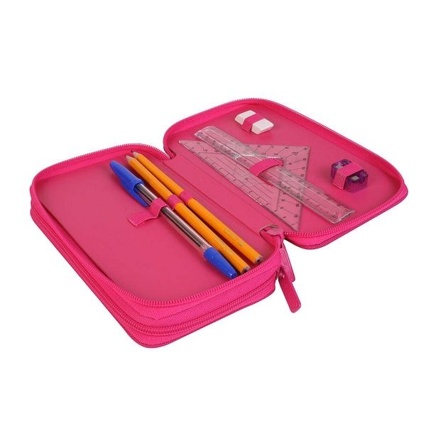 Пенал школьный 23 предмета Double Stars 50032914 Herlitz розовый с голубым