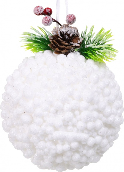 Декоративна підвіска Куля з декором 8 см білий HL21-31