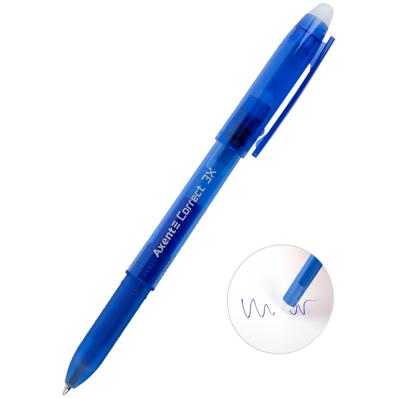 Ручка гелева Axent пиши-стирай Correct 3Х синя AG1122-02-A