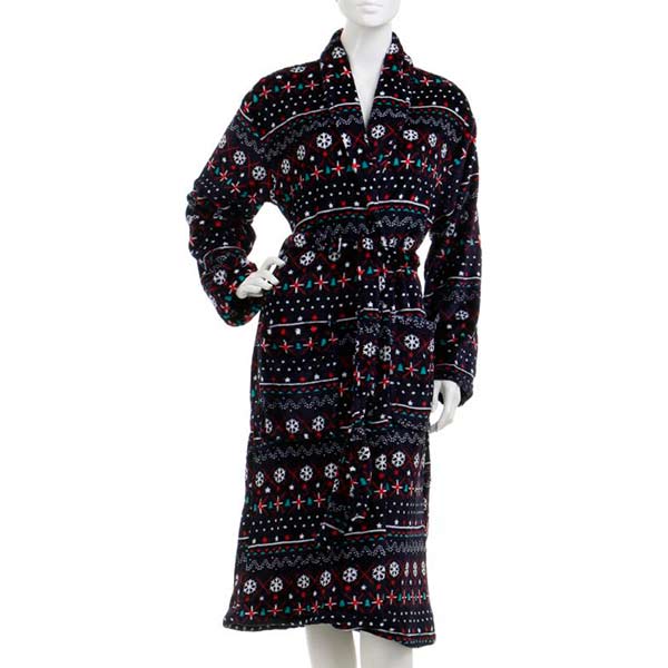 Халат женский La Nuit Снежинки XL фиолетовый с рисунком