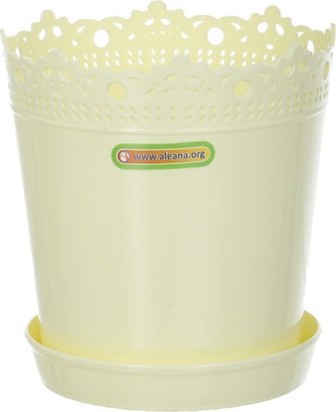 Горшок пластиковый Алеана Ришелье круглый 0,9л желтый 