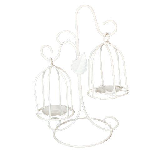 Підставка декоративна Клітка гойдалка 2 20х24x33 см білий 