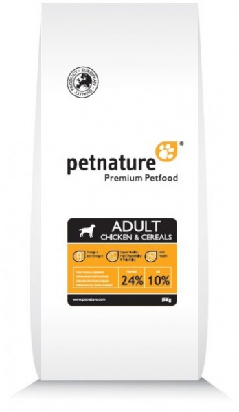 Корм сухий для дорослих собак для усіх порід PET NATURE Adult Зернові та курка 3 кг