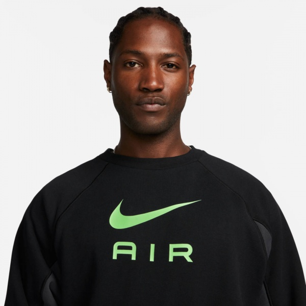Світшот Nike M NSW NIKE AIR FT CREW DQ4205-011 р. S чорний із сірим