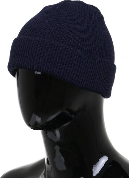 Шапка подвійна з відворотом акрилова темно-синій
