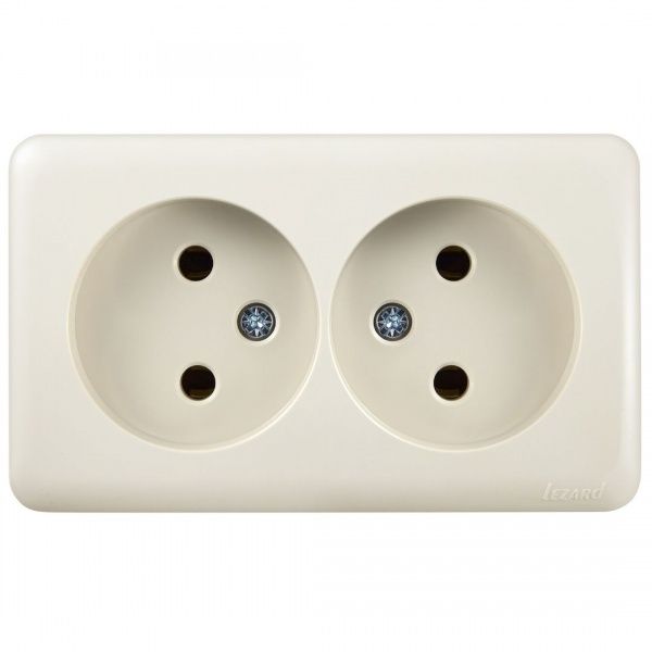 Розетка двойная без заземления Lezard Viola без шторок без крышки кремовый 751-0300-128В