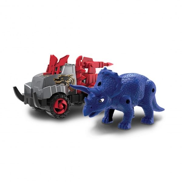 Игровой набор Road Rippers Машинка и динозавр Triceratops blue 20073