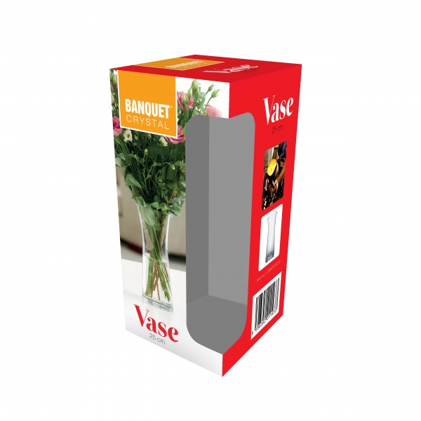 Ваза стеклянная Banquet в подарочной упаковке 25 см прозрачная 