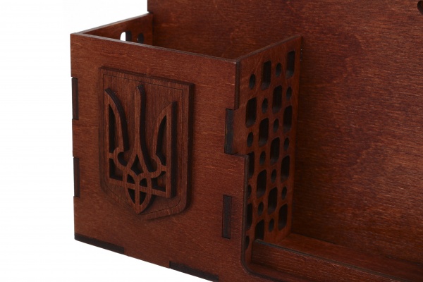 Подставка для канцелярии Моя страна 27,2x16,4x10,2 см с подставкой для телефона Красное дерево Nice goods