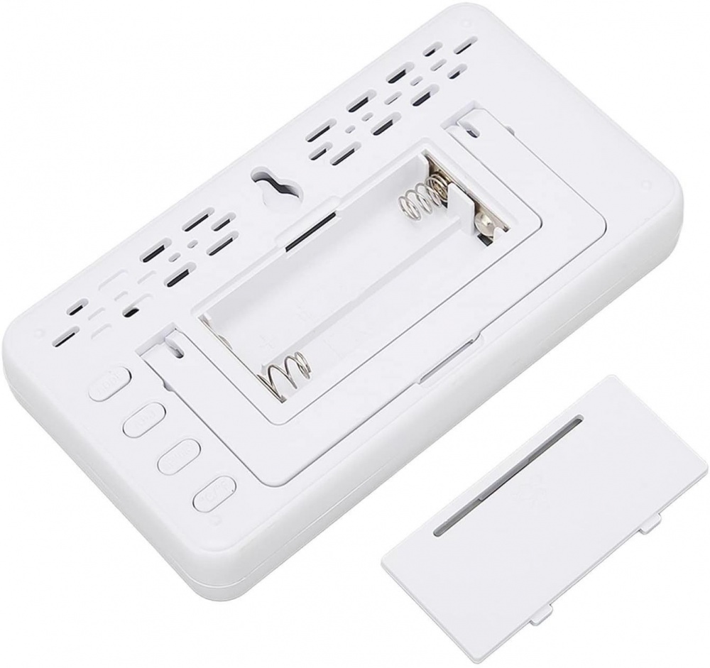 Термогигрометр цифровой с часами CX-1206 белый