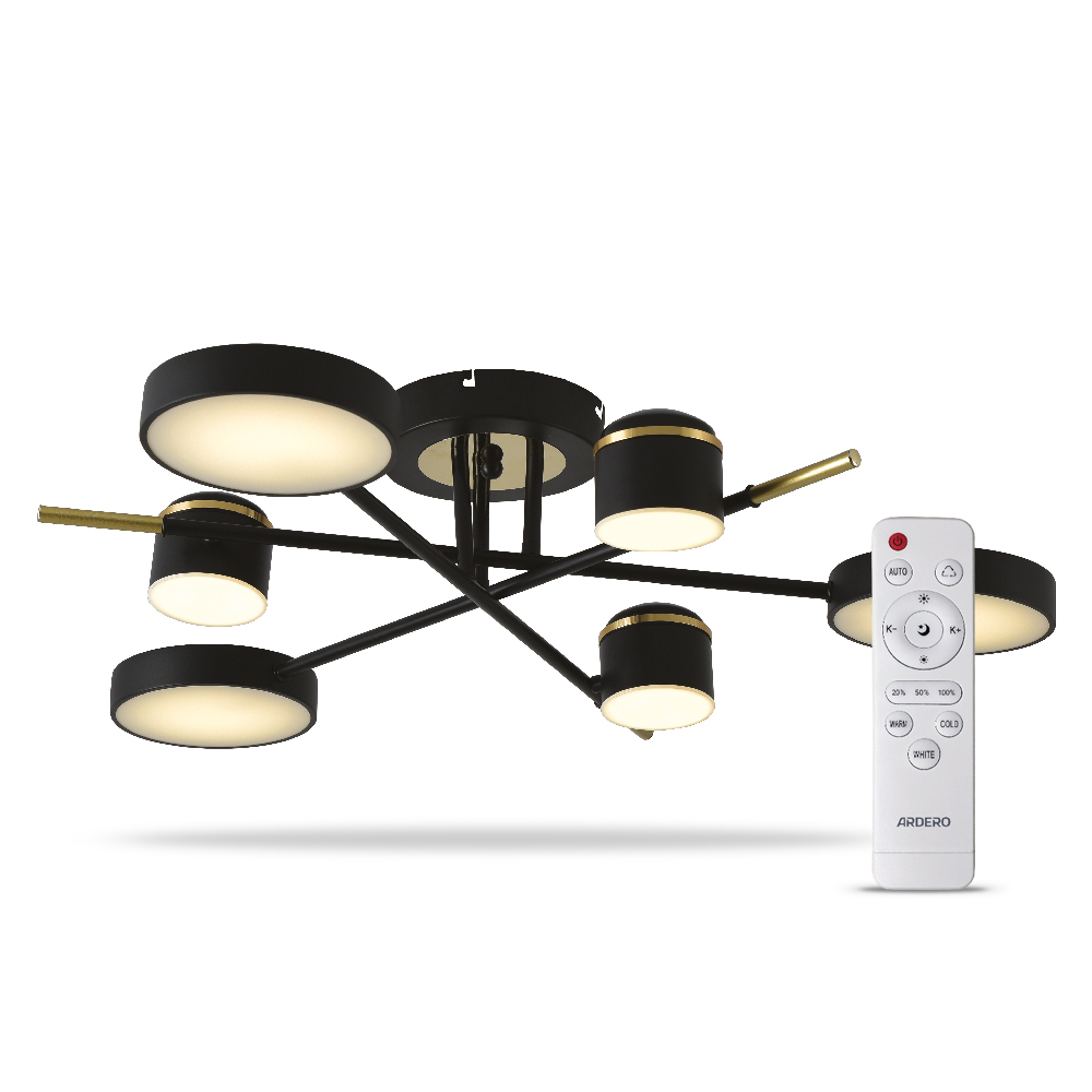 Люстра светодиодная ARDERO Storia 6xLED-модуль черный AL6122