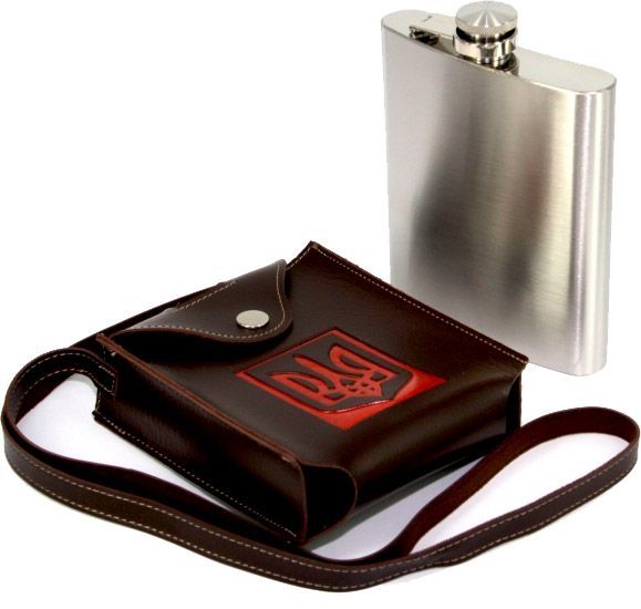 Фляга металева в чохлі Герб України PT-18