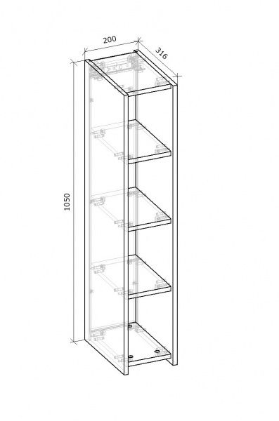 Шафа верхня МС Ідея КРАФТ ВО 20/105/31,6 відкрита крафт золотий Грейд