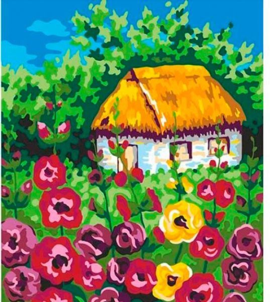 Картина по номерам Мальвы возле дома Rosa Start 