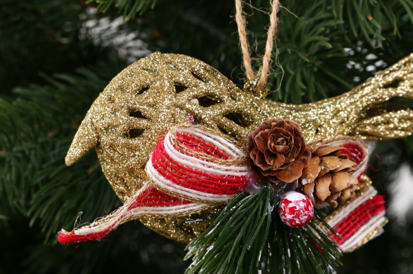 Декоративна підвіска Пташка з декором 15 см HFF206G золотий