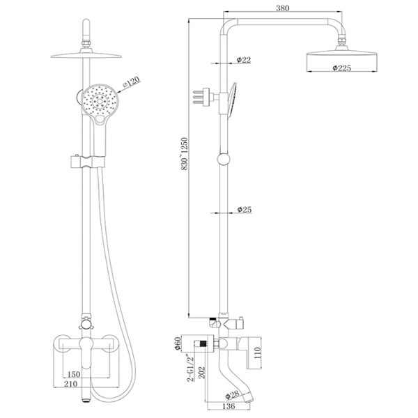 Душевая система Bravat Stream F6334368CP-A