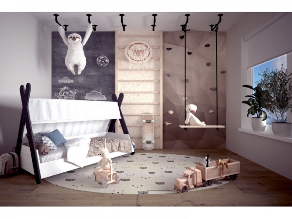 Кровать детская Инди с балдахином 90x190 см нимфея альба/черный 