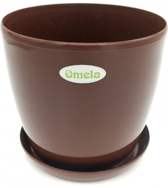 Горщик пластиковий Омела Глянець 2,2 л D 16 круглий шоколад