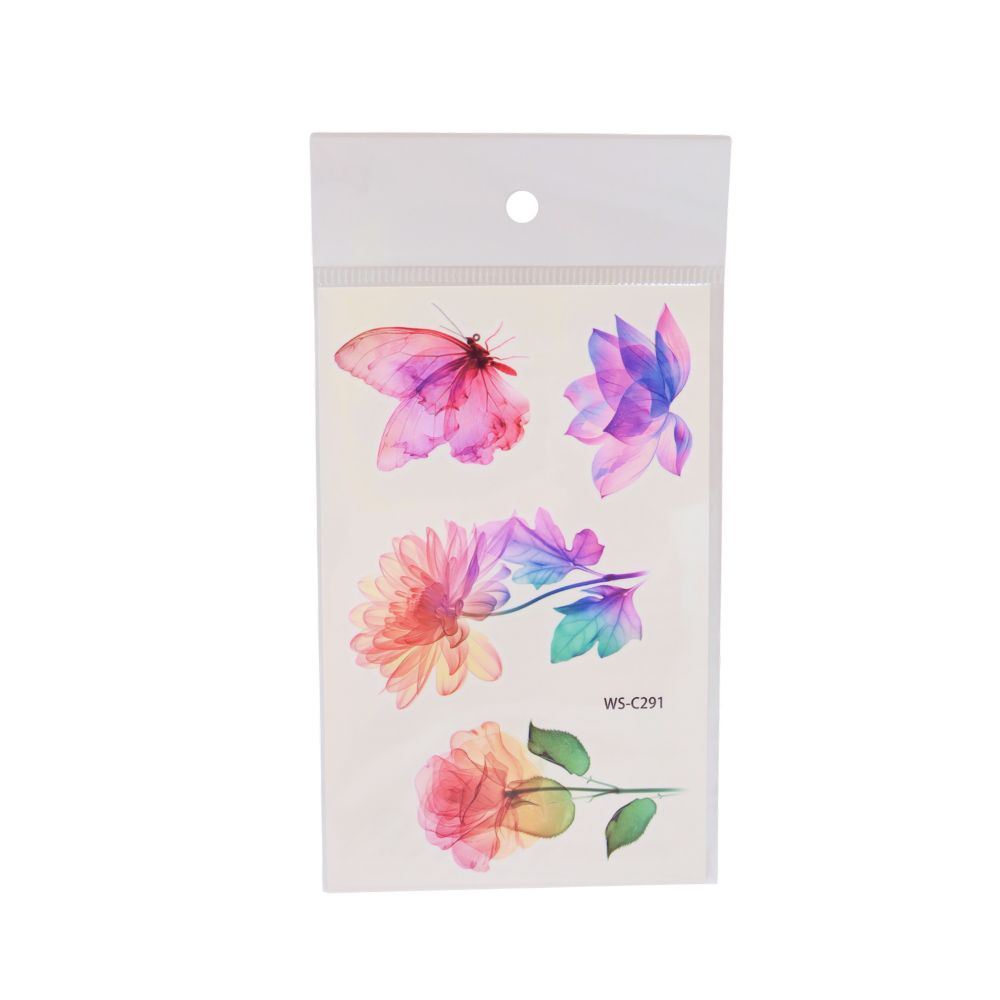 Набір тимчасових татуювань SHANTOU YISHENG Ніжні квіти WS-C289-C300
