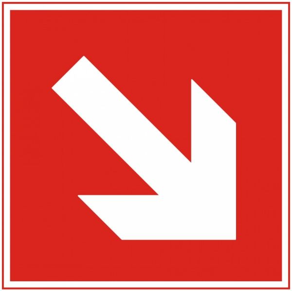 Наклейка Напрямна стрілка під кутом 45° до засобів протипожежного захисту