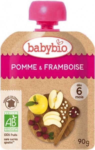 Пюре Babybio з яблука та малини 90гр 54016 