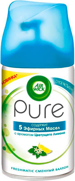 Сменный баллон для автоматического освежителя воздуха Air Wick Pure с ароматом Цветущего лимона 250 мл