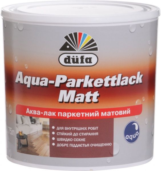 Лак паркетний Aqua-Parkettlack Dufa мат 0,75 л прозорий