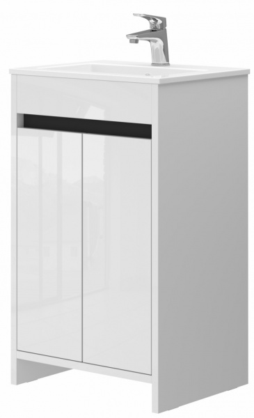 Тумба підлогова ЮВЕНТА Lemgo - 50 на ніжках білий з умивальником 