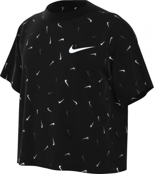 Футболка Nike G NK NSW TEE BOXY SWOOSH AOP FD5366-010 р.XS черный