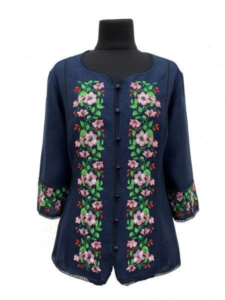 Блуза Галерея льону Клематіс р. 60 синій 9043/60/1367 