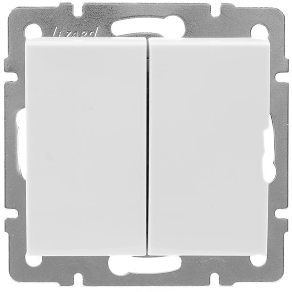 Выключатель двухклавишный Lezard Rain без подсветки 10 А 250В белый 703-0288-101