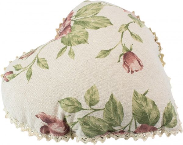 Подушка декоративна серце Large pink rose 35x30 см Прованс 
