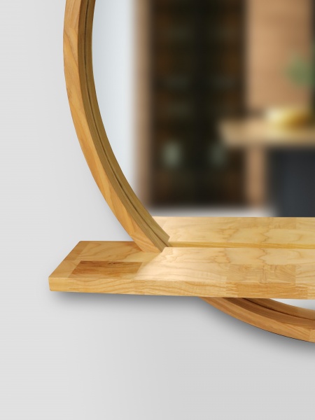 Дзеркало з поличкою Luxury Wood Sunrise ясен натуральний D600 мм 