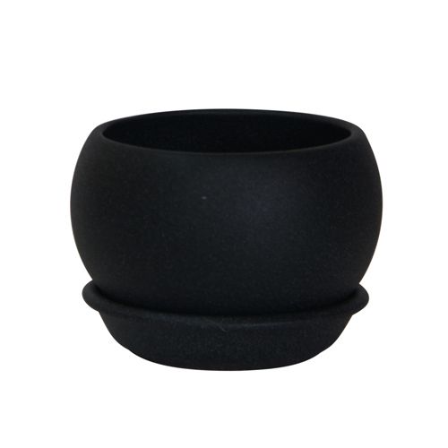 Горщик керамічний Оріана-Запоріжкераміка Куля крошка круглий 0,4 л чорний 