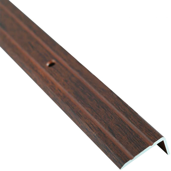 Порожек алюминиевый декорированный Braz Line рифленый с отверстиями 24,5х10x900 мм орех бурбон