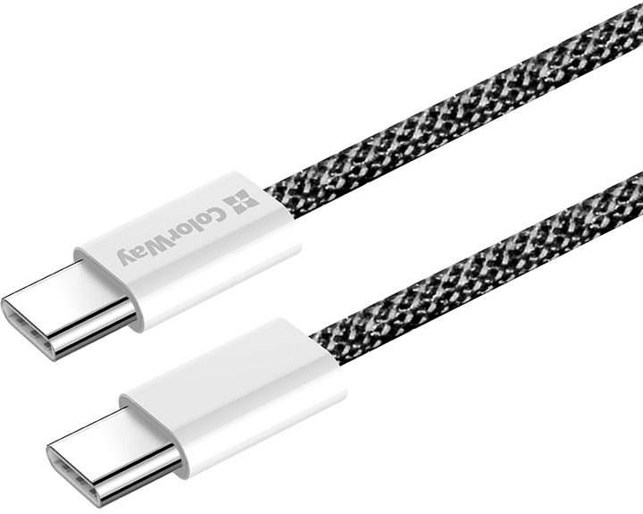 Кабель ColorWay Type-C - Type-C (braided cotton) (PD Fast Charging 60W) 3.0А 1 м чорний (CW-CBPDCC061-BK)