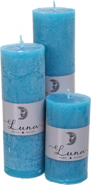 Свеча Рустик цилиндр темно-бирюзовый C5510-3145 Luna
