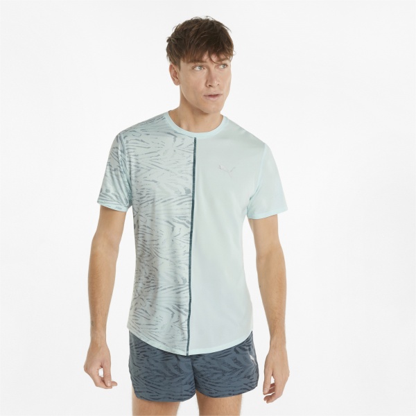 Футболка Puma RUN Graphic SS Tee M 52140220 р.S блакитний