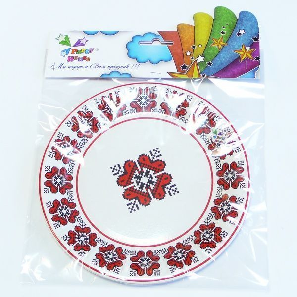 Тарілки паперові Party House «Вишиванка» 180 мм 6 шт.