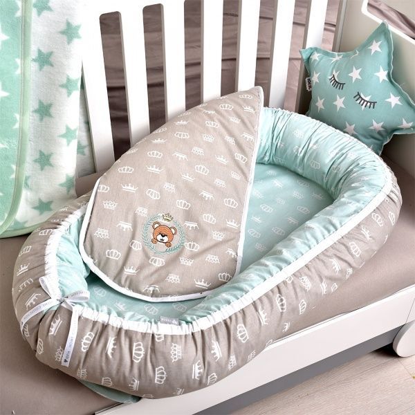 Подушка IDEIA Кокон для младенца + ортопедическая подушка 25х21 см мятно-бежевый 8000031558 