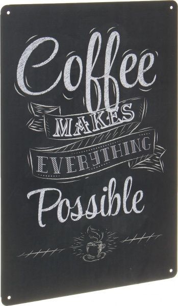 Табличка жестяная печатная Coffee 30x20 см черный матовый 