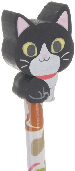 Олівець чорнографітний з гумкою чорний кіт