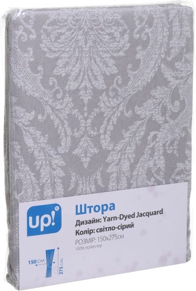 Штора Yarn-Dyed Жаккард 150х275 см серый UP! (Underprice)