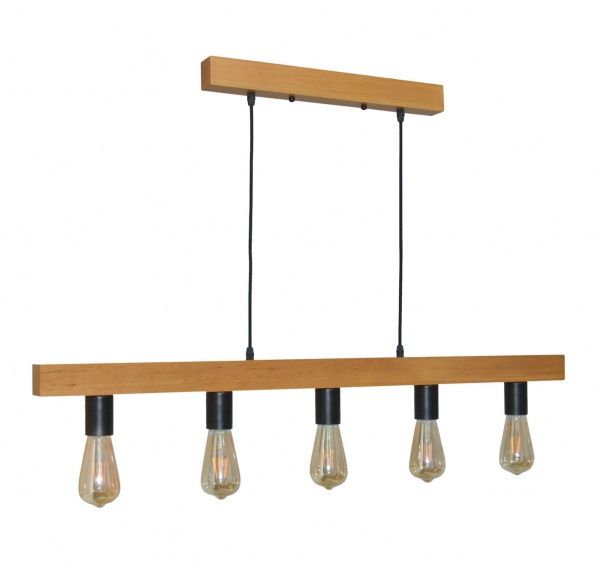 Підвіс Геотон Крона А084-5 5x60 Вт E27 дерево світле 48736 